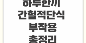 한루한끼간헐적단식부작용총정리